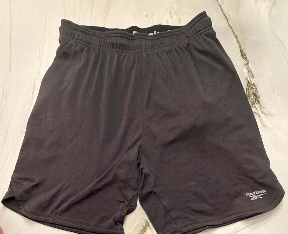 Reebok Men's Black Athletic Training Shorts with Logo Waistband Size M
